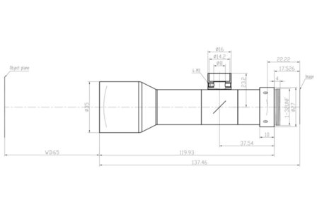 Mechanical Drawing LCM-TELECENTRIC-0.5X-WD65-1.5-CO