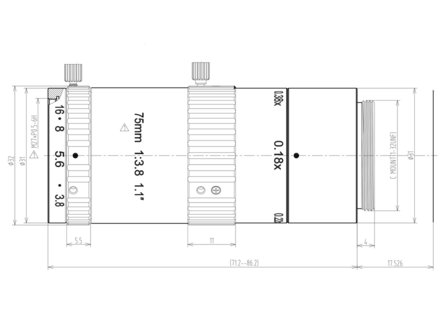 Mechanical Drawing LCM-12MP-75MM-F3.8-1.1-ND1