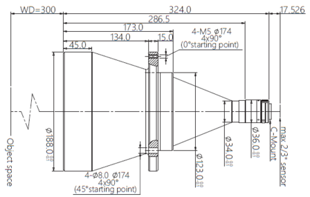 Mechanical Drawing LCM-TELECENTRIC-0.076X-WD300-1.5-NI