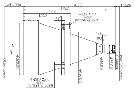 Mechanical Drawing LCM-TELECENTRIC-0.060X-WD330-1.5-NI
