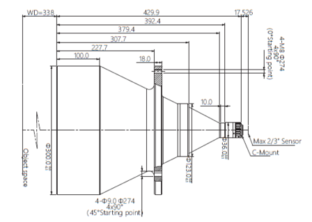 Mechanical Drawing LCM-TELECENTRIC-0.044X-WD338-1.5-NI
