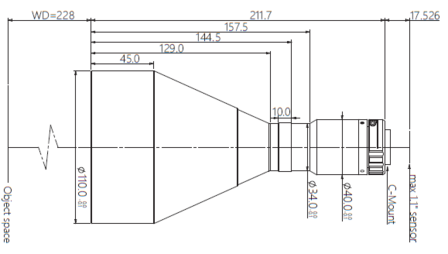 Mechanical Drawing LCM-TELECENTRIC-0.230X-WD228-1.1-NI