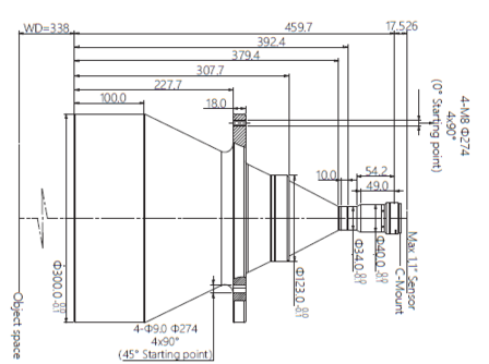 Mechanical Drawing LCM-TELECENTRIC-0.071X-WD338-1.1-NI