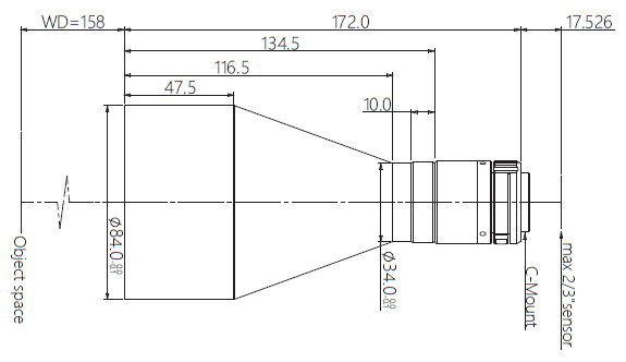 Mechanical Drawing LCM-TELECENTRIC-0.178X-WD158-1.5-NI