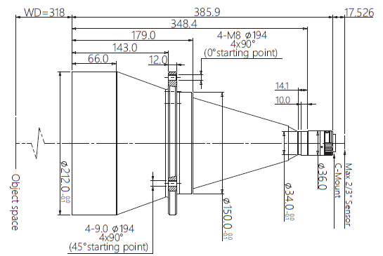 Mechanical Drawing LCM-TELECENTRIC-0.067X-WD318-1.5-NI