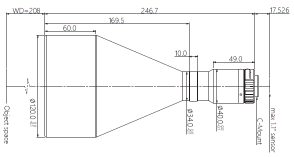 Mechanical Drawing LCM-TELECENTRIC-0.204X-WD208-1.1-NI