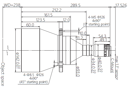 Mechanical Drawing LCM-TELECENTRIC-0.184X-WD238-1.1-NI