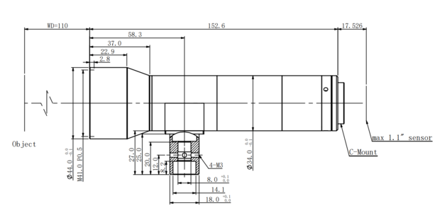 Mechanical Drawing LCM-TELECENTRIC-1X-WD110-1.1-CO