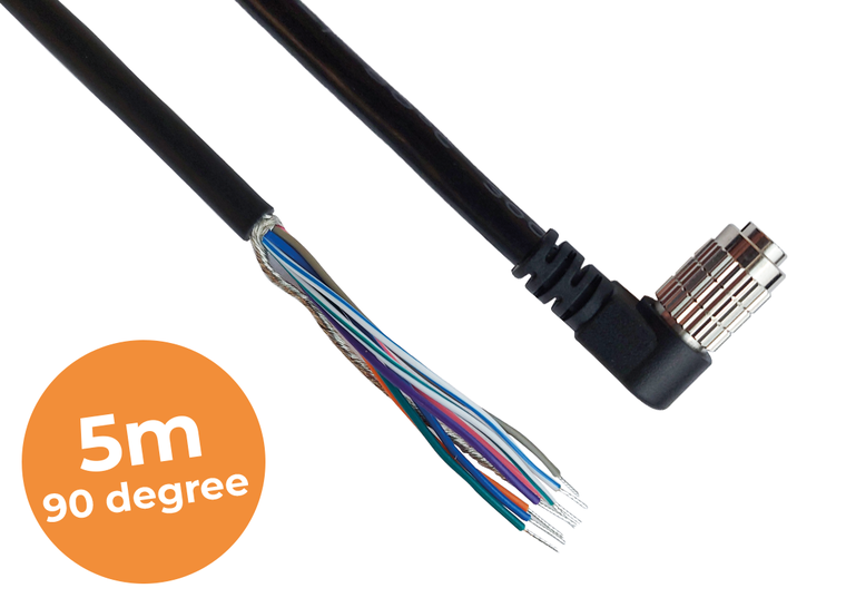 I/O cable 5M hirose 8-pin- 90 degree - MER Cameras, Industrial grade