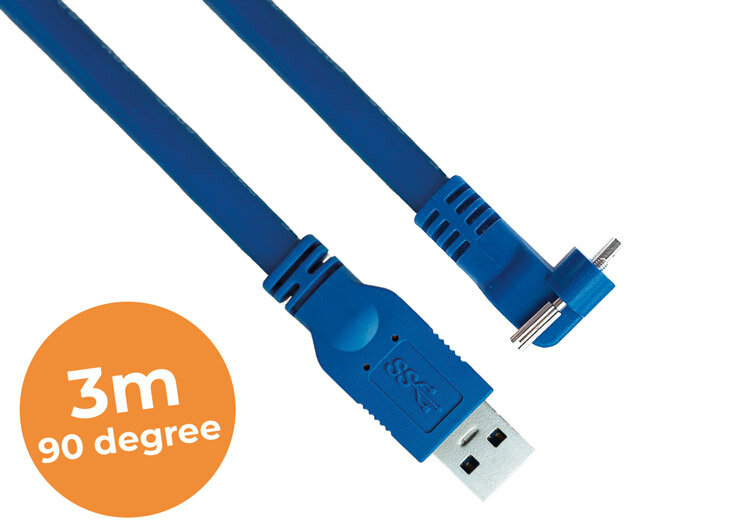 3-meter USB3.0 cable - 90degree, Screw lock, Industrial grade, 90degree