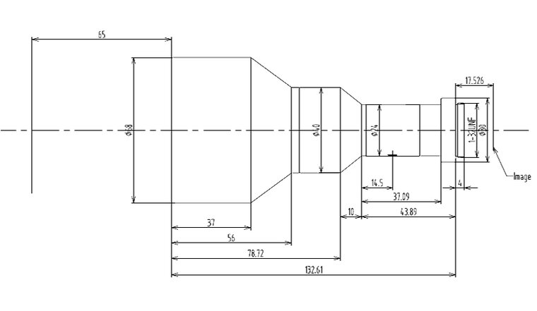 LCM-TELECENTRIC-0.3X-WD65-1.5-NI, Telecentric C-mount Lens, magnification 0.3X, sensorsize 2/3
